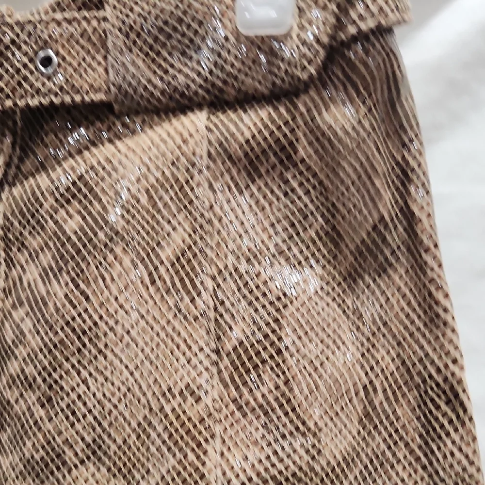 Zara Tan Patterned Mini Skirt Snake Print